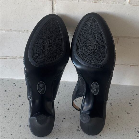 Sofft Black Leather Slingback Heels Covered Toe Comfy Shoes Women’s Size 8.5 GUC - Picture 8 of 12
